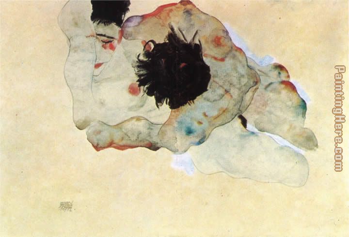 Study of a couple 1912 painting - Egon Schiele Study of a couple 1912 art painting
